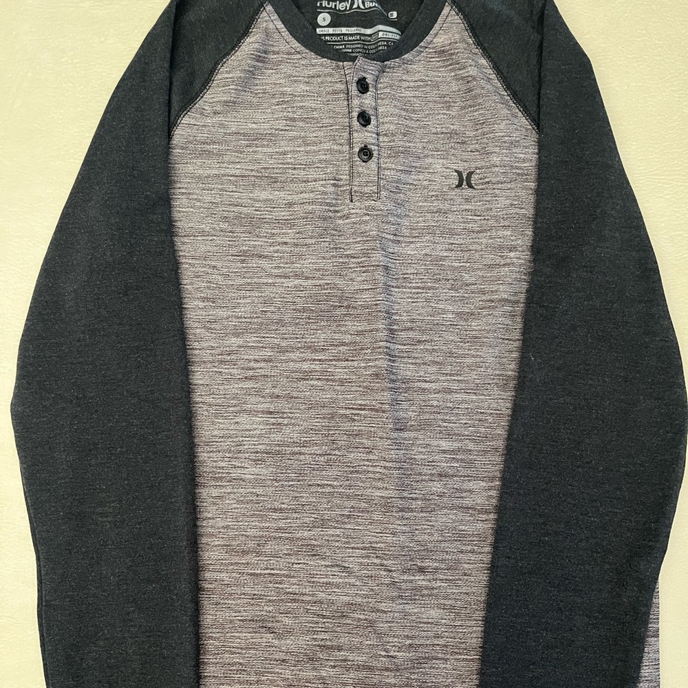 Hurley Black and Gray Long Sleeve Tee